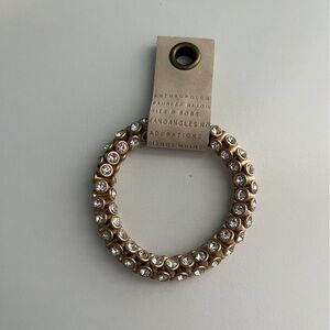 Anthropologie Crystal Stretch GoldTone Bracelet